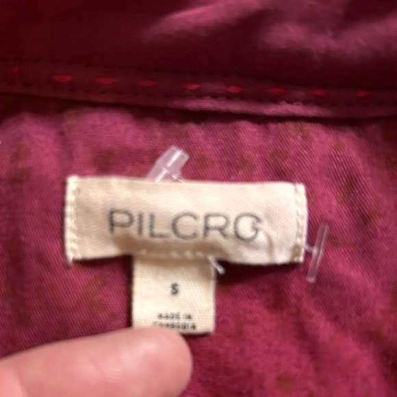 Pilcro Anthropologie Relaxed Velvet Button Down Pink Mauve Shirt Size Small - Picture 13 of 13